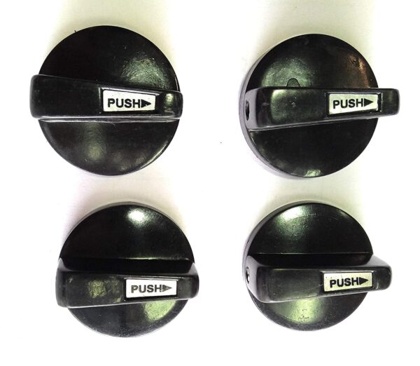 Universal Gas Stove Knobs (Set of 4) – Plastic Push-Type Black Regulators for All Stoves