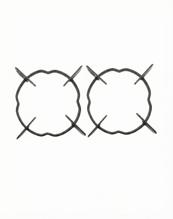 Gas Stove Pan Support Stand (Pack of 2) – Metal Black Finish for Glass Top Stoves (4-Side Band Lock)