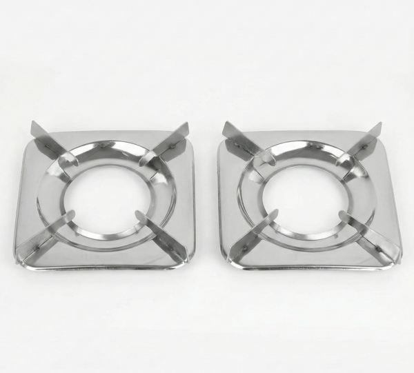 Square Steel Gas Stove Pan Support With Ring Plate (Set of 2) – Heavy Duty Stand for Steel Body Stoves (21.5cm - 22cm Pin)