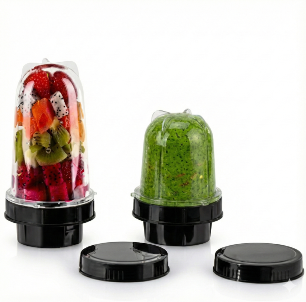 Transparent Mixer Jar Combo (350ml & 550ml) – Unbreakable Plastic Juicer & Chutney Jar (Pack of 2)