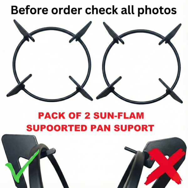 Sunflame Compatible Gas Stove Pan Support (Pack of 2) – Round Burner Stand (14cm - 14.5cm Pin Distance)