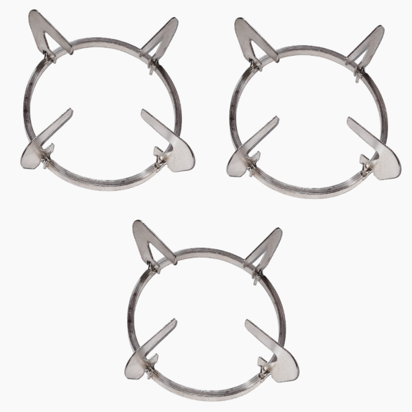 Stainless Steel Gas Stove Pan Support (Pack of 3) – Silver Finish Round Burner Stand (14.7cm - 15cm Pin)