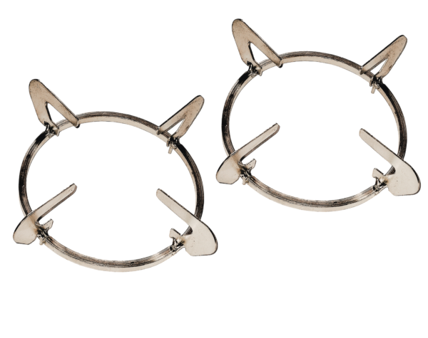 Stainless Steel Gas Stove Pan Support (Pack of 2) – Silver Finish Round Burner Stand (Pin To Pin Distance 14.7cm - 15cm Pin)