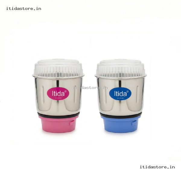 Mixer Jar Combo Pack (450ml + 450ml) – Stainless Steel Chutney Grinders with Unbreakable Plastic Base (Set of 2)