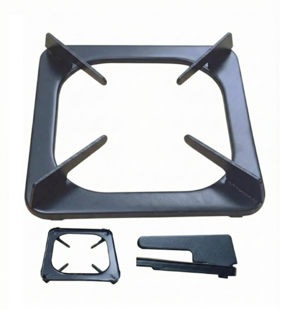 Heavy Duty Square Gas Stove Pan Support (19x19cm) – Black Rust Proof Stand (Pin-to-Pin Diagonal 242mm) - Pack of 2