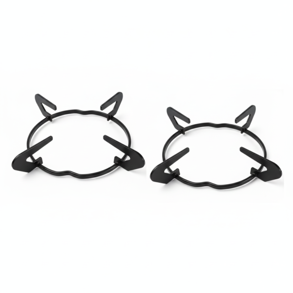Gas Stove Pan Support Stand (Pack of 2) – Metal Black Finish for Glass Top Stoves (2-Side Band Lock)