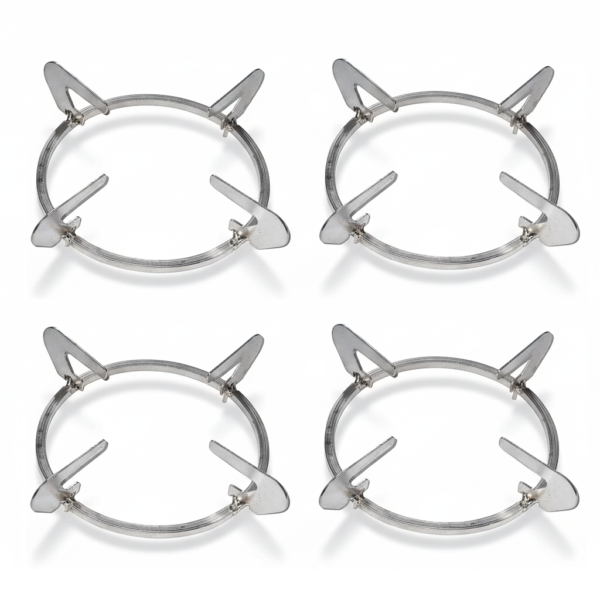 Stainless Steel Gas Stove Pan Support (Pack of 4) – Silver Finish Round Burner Stand (14.7cm - 15cm Pin)