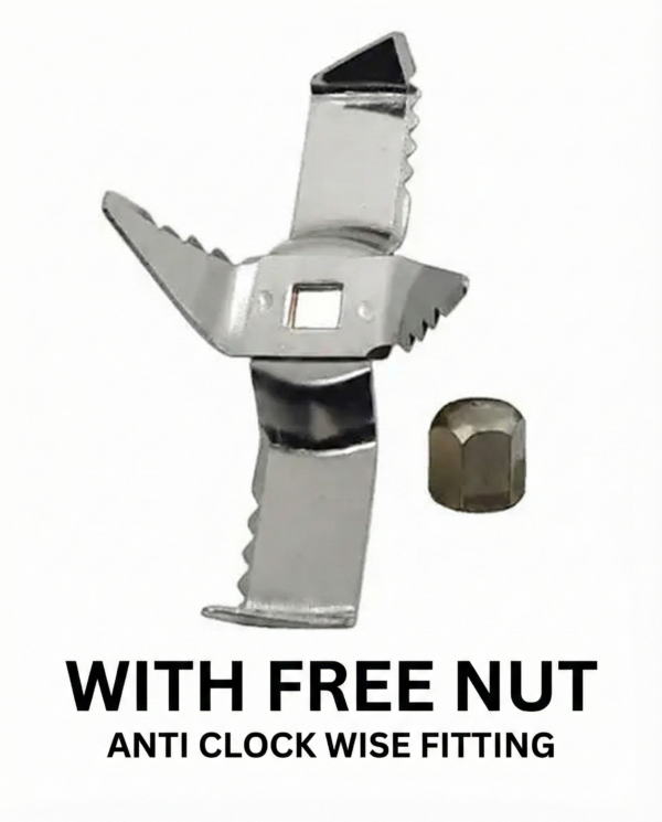 Heavy Duty Mixer Grinder Small Chutney Jar Blade – 6x6 Square Shaft (Clockwise Rotation) | Sharp Stainless Steel Cutter. With Nut Pack Of 1.