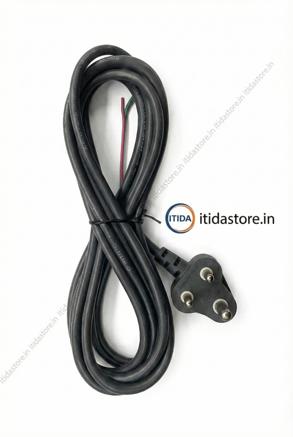 Mixer Grinder Power Cord (2.5 Meter) – Black | High Quality 3-Pin Molded Plug Wire Replacement