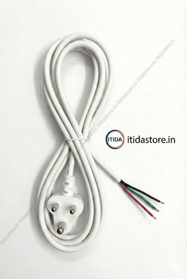 Heavy Duty Mixer Grinder Power Cord (3 Meter) – White | High Quality 3-Pin Molded Plug Wire Replacement