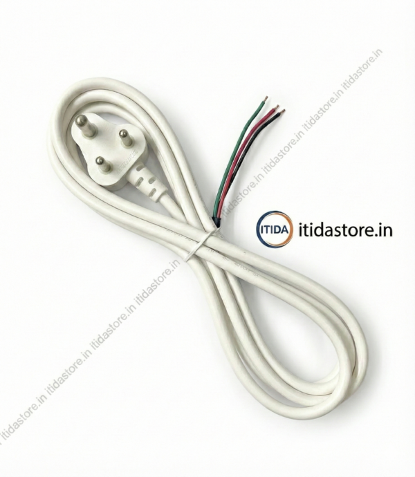 Mixer Grinder Power Cord (2.5 Meter) – White | High Quality 3-Pin Molded Plug Wire Replacement