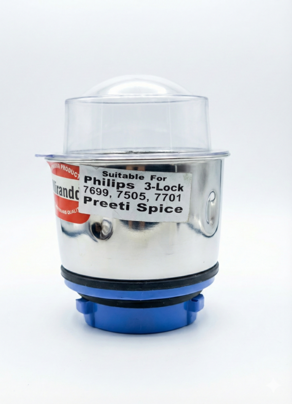 Itida® Mixer Jar Compatible with Preethi Spice Mixer Grinders – 3-Lock System (Stainless Steel Replacement)