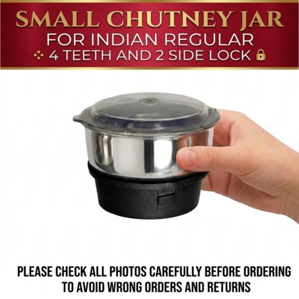 Heavy Duty 180ml Chutney Jar - 2 Lock Regular Mixer Grinder Attachment